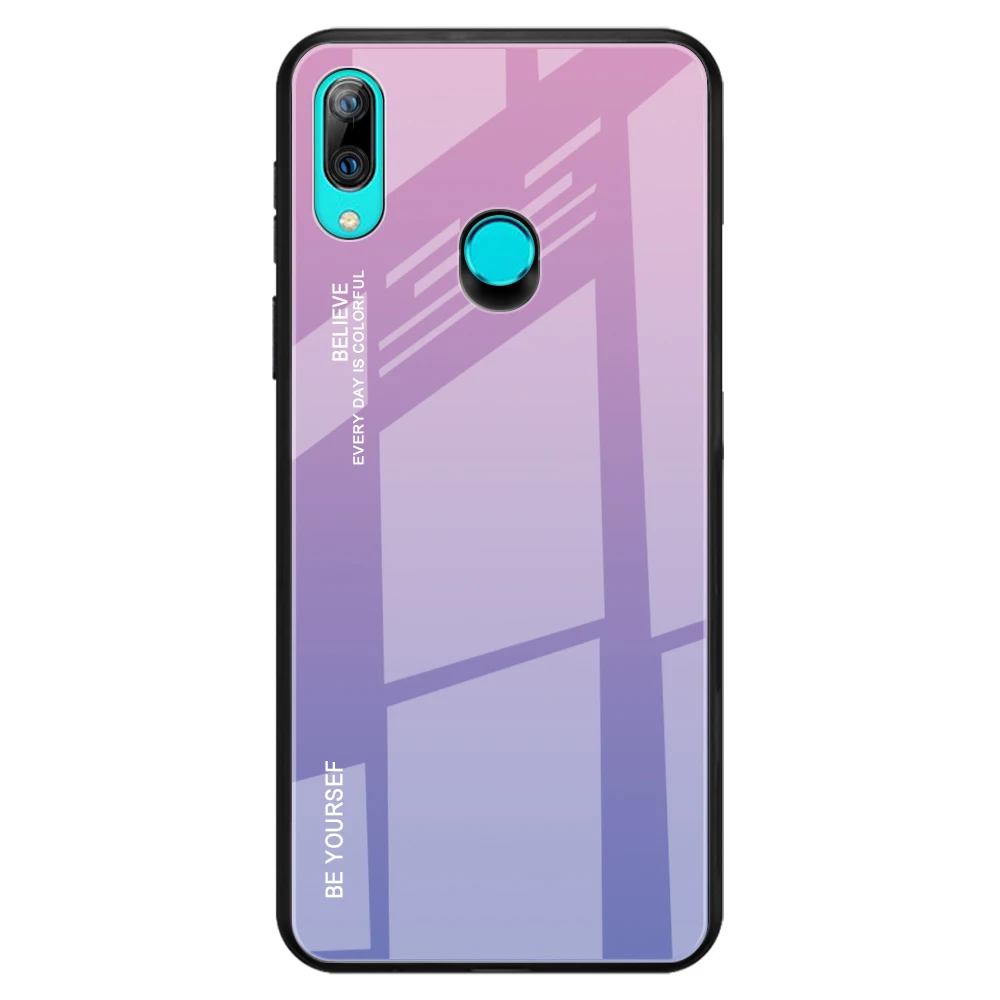 1 Для huawei P Smart чехол стеклянная крышка на huawei PSmart Z Plus+ чехол силиконовый мягкий бампер градиентное стекло Защита 360 ° - Цвет: 1