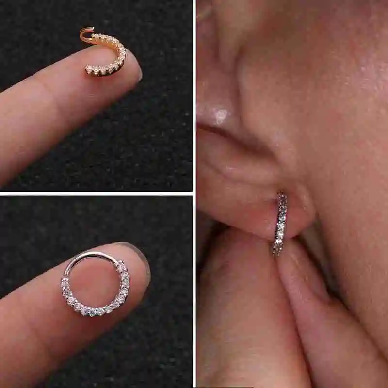 Обруч ноздри кольцо цветок спиральный для хряща Tragus серьги хрящи обруч серьги ювелирные изделия
