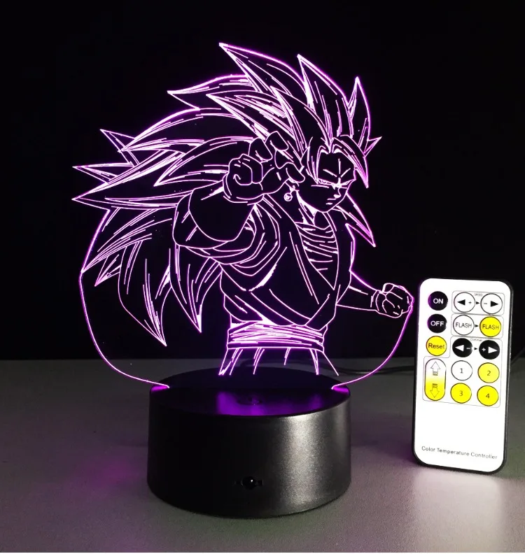 Goku Dragon Ball Z Personalized FREE Night Light Lamp with LED Remote Control 