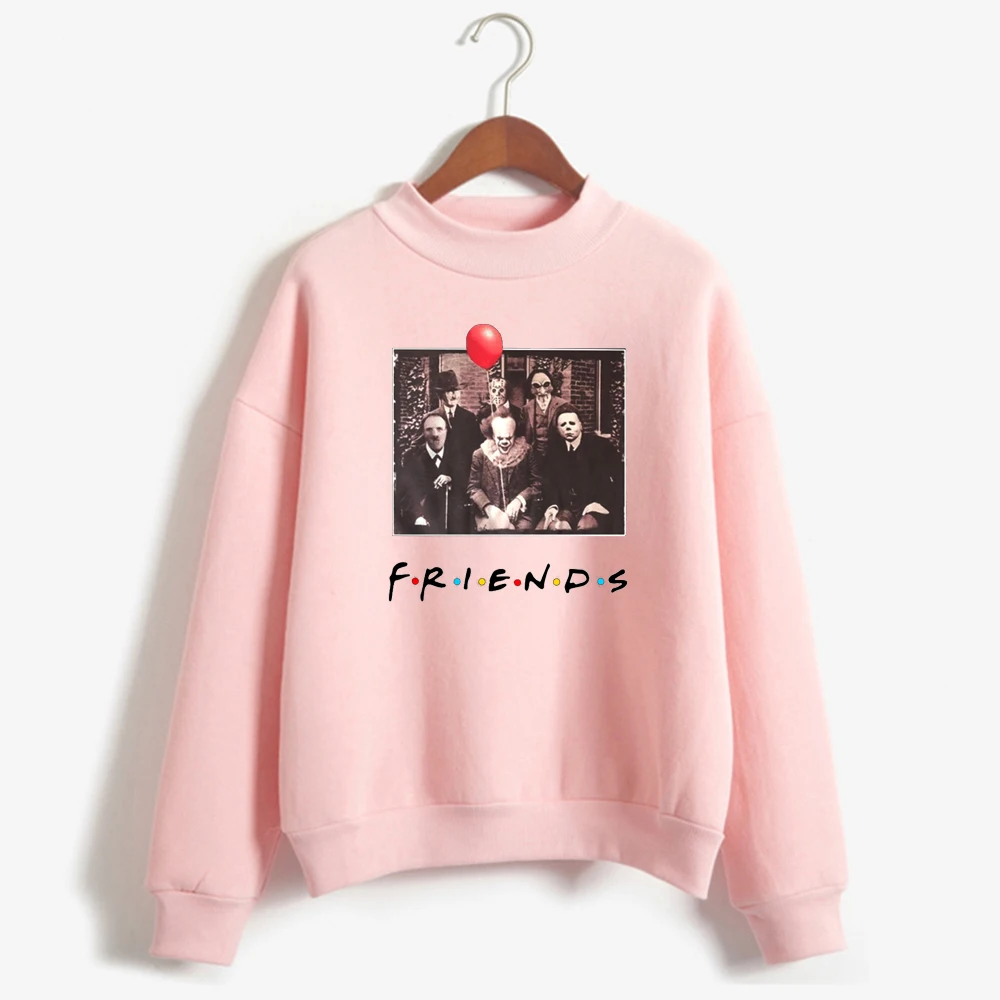 

LettBao 2019 Autumn/Winter Womens Hoodies Halloween Horror Characters Friends Sweatshirt Woman Pink Hoodie Sweat Femme