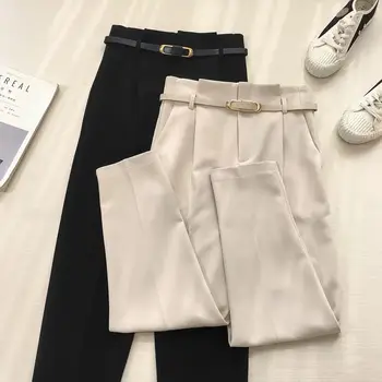 

2020 Summer New Women High Waist Pants Korean Casual OL Harem Pants Vintage Sashes Slim Trousers Joggers Femme