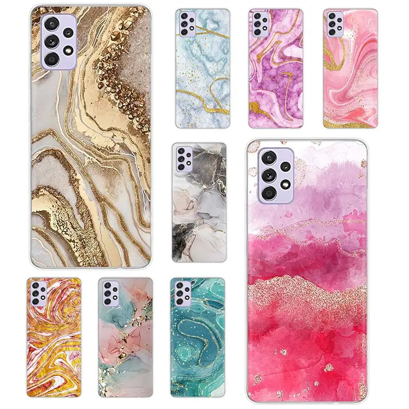 Gold Pink Glitter Marble Phone Case Funda For Samsung Galaxy A51 A71 A02S A91 A81 A50 A70 A30 A40 A10S A20E A90 A80 Cover Coque | Мобильные