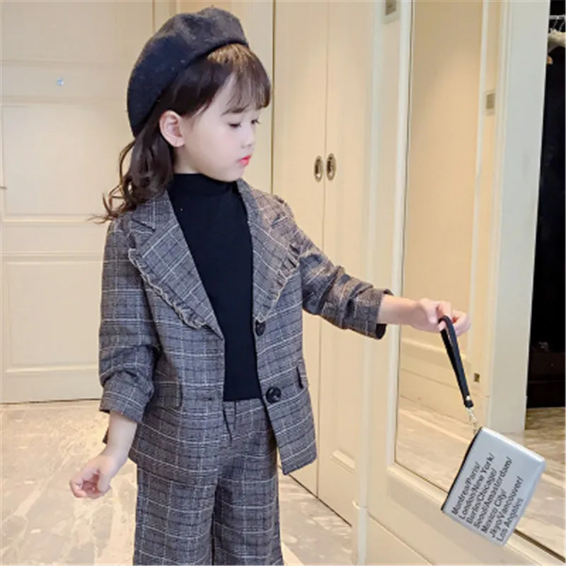 Kids Girls Suits for Weddings Blazer School Suit for Girl Costume Blazers Pants 2pcs Set Formal Girl Suit Children Girls Clothes