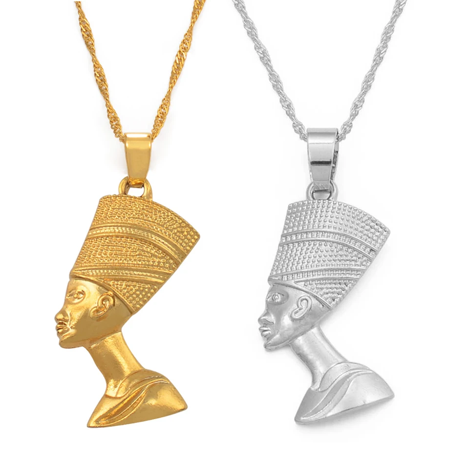 Ожерелья Anniyo с кулоном египетской королевы Nefertiti для женщин и девушек ювелирные
