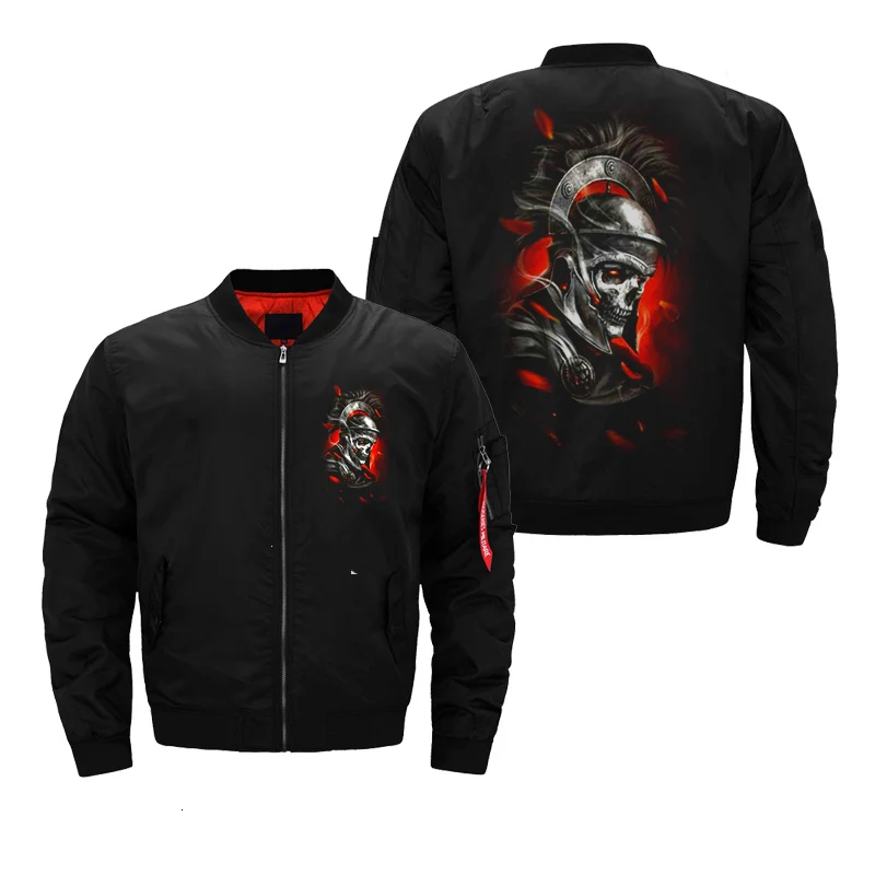 black-4 Куртка-бомбер, куртки пилота, Мужская на подкладке, пальто, водонепроницаемая, тонкая, осенняя, с логотипом, принт на заказ, скелет, череп, MA1, военная, Прямая поставка - Цвет: black-4
