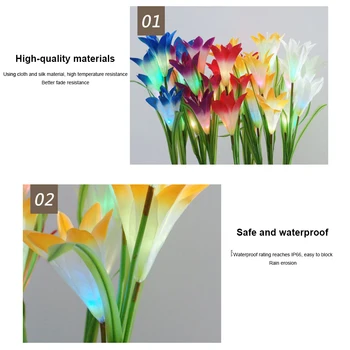 

2pcs/pack Walkway Landscape Flower Shape Outdoor Waterproof Yard Patio Courtyard Stake Solar Powered Garden Decor LED Lawn Light