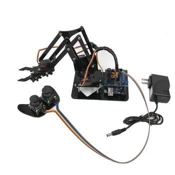 

4DOF MG90S Kids DIY Mechanical Assembly Toys Claw Learning Kit Grab Remote Control Manipulator Robotic Arm Set For Arduino