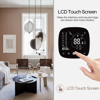 

WiFi LCD Touch Screen Thermostat Smart Temperature Controller for Electric/Water/Boiler Works Weekly Programmable