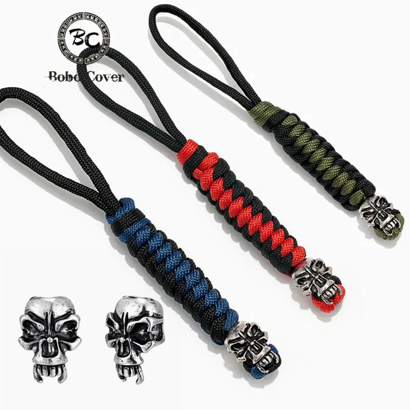 Paracord Couteau Lanière Perle Pendentif Boucle Parapluie Corde Porte-clés Crâne Perle Pendentif Bricolage Accessoire