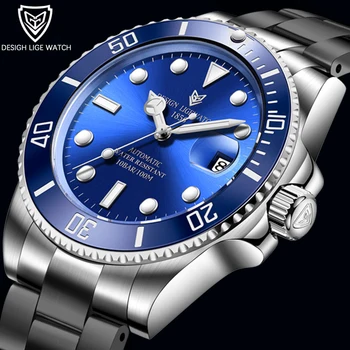 

LIGE Design Watch Men Fashion Stainless Steel Automatic Mechanical Watches For Mens Business Waterproof Date Clock Wristwatch