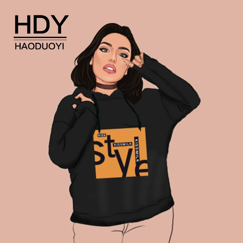 HDY Haoduoyi Осенняя и новая модная осенняя и зимняя новая плюшевая Свободная Толстовка большого размера
