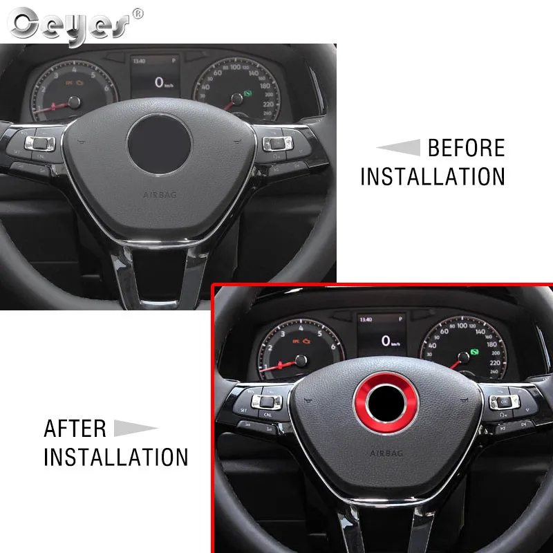 Ceyes Car Interior Styling Steering Wheel Ring For Volkswagen Golf 6 7 VW Polo CC Tiguan Passat Aluminium Alloy Sticker Cover images - 6