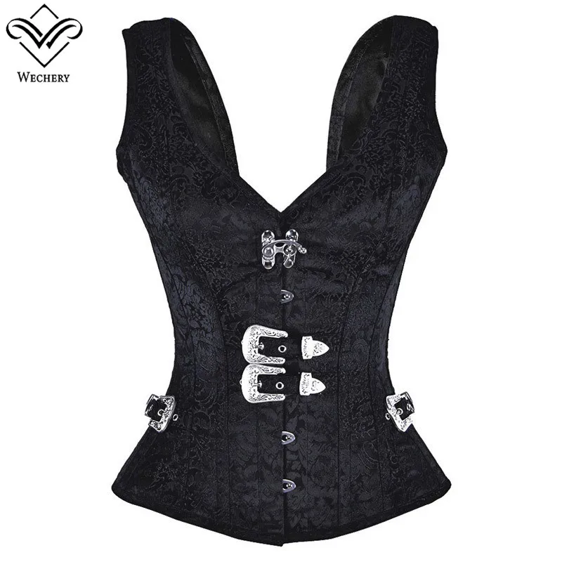 Wechery корсет стимпанк в готическом стиле корсеты и бюстье моделирующий черный