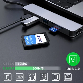 

USB C Hub 4 in 1 Multiport Type C Adapter with 4K HDMI Port Ethernet 1000Mbps RJ45 Port USB-C Power Delivery TF/SD Card Reade