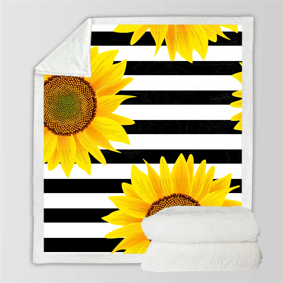 

Warm Throw Blanket Cute Sunflowers Printed Throw Blanket Soft Plush Blanket Flannel Blankets For Home Beds Sofa