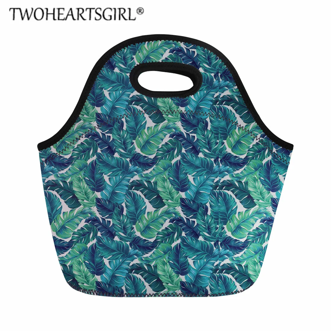 Z4411Z20 Twoheartsgirl термоизолированная неопреновая сумка для обеда с тропическими листьями для женщин и детей, сумки для обеда, сумка-тоут, Ланч-бокс, сохраняющая тепло, сумка для еды - Цвет: Z4411Z20