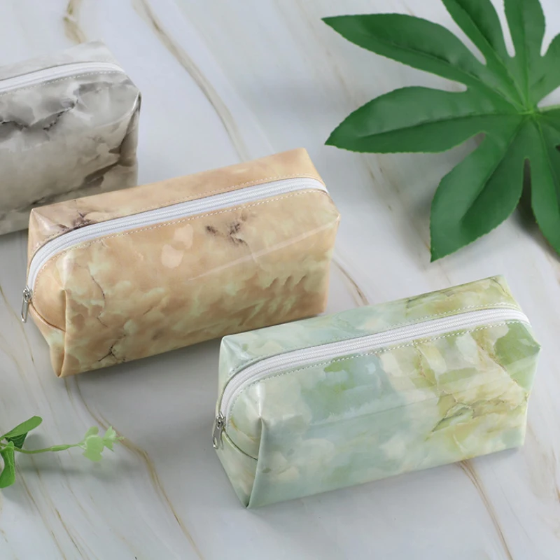 

Fashion PU Cosmetic Bag For Make Up Women's Makeup Bags Marble Styel Zipper Wash Bag Storage Pouch Portable Travel Small Bags