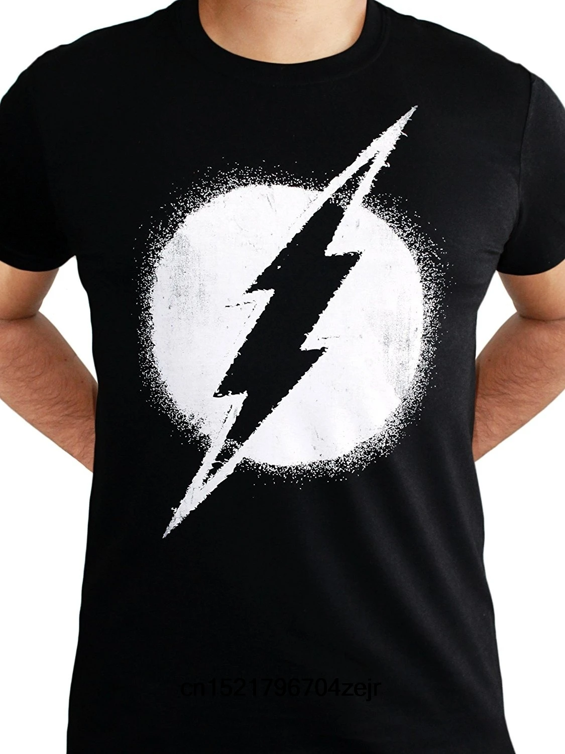 Мужская футболка с логотипом Flash Mono Distressed Reverse Zoom классическая черная забавная