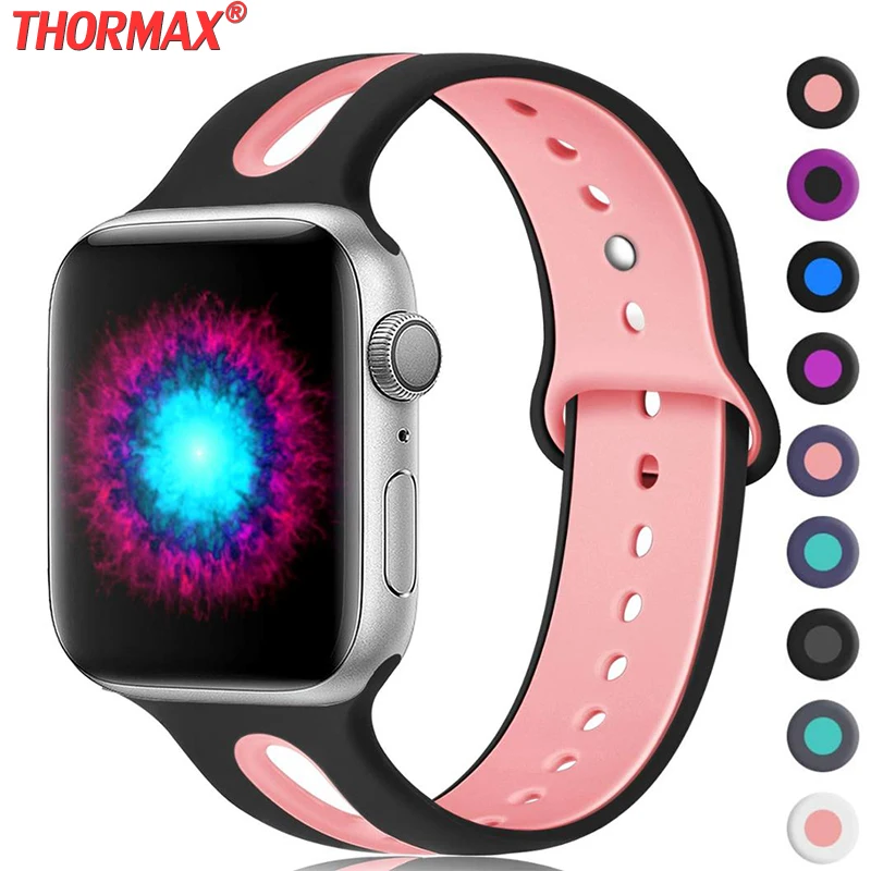 

Watch Band For Apple Watch Band 42mm 38mm 44mm 40mm Strap Silicone Iwatch Bands Compatible For Apple Watch 5 Series 5/4/3 Sport