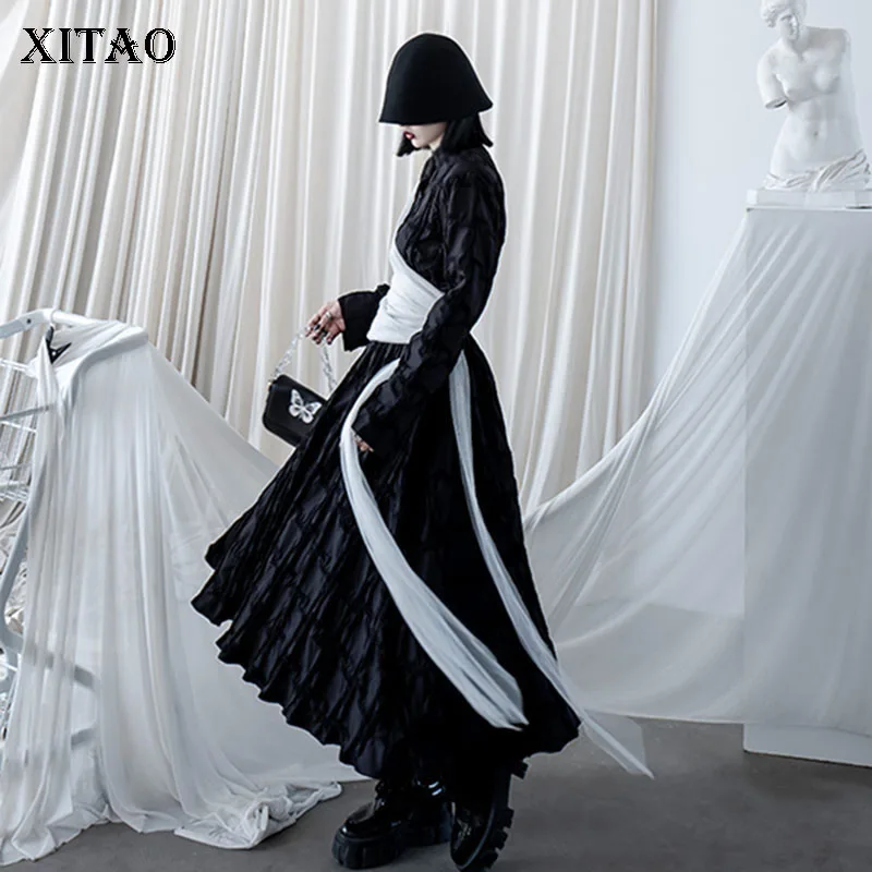 XITAO Mesh Patchwork Dress Women Loose Fashion Simple Personality Stand Collar 2020 New Autumn Full Sleeve Dress Goddess ZP2928 XITAO Mesh Patchwork Dress Women Loose Fashion Simple Personality Stand Collar 2020 New Autumn Full Sleeve Dress Goddess ZP2928