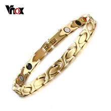 Vnox Для женщин Здоровье и гигиена браслет магнитная цепь рукой Нержавеющая сталь золотой цвет