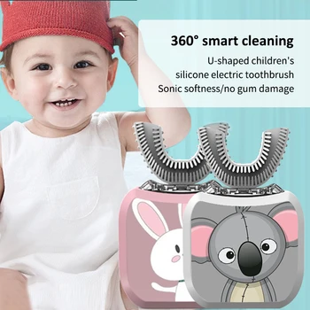 

Children Electric Toothbrush 360 Degree Automatic Kids Sonic Electric Toothbrush Waterproof U Shape USB Charge Replacement Head