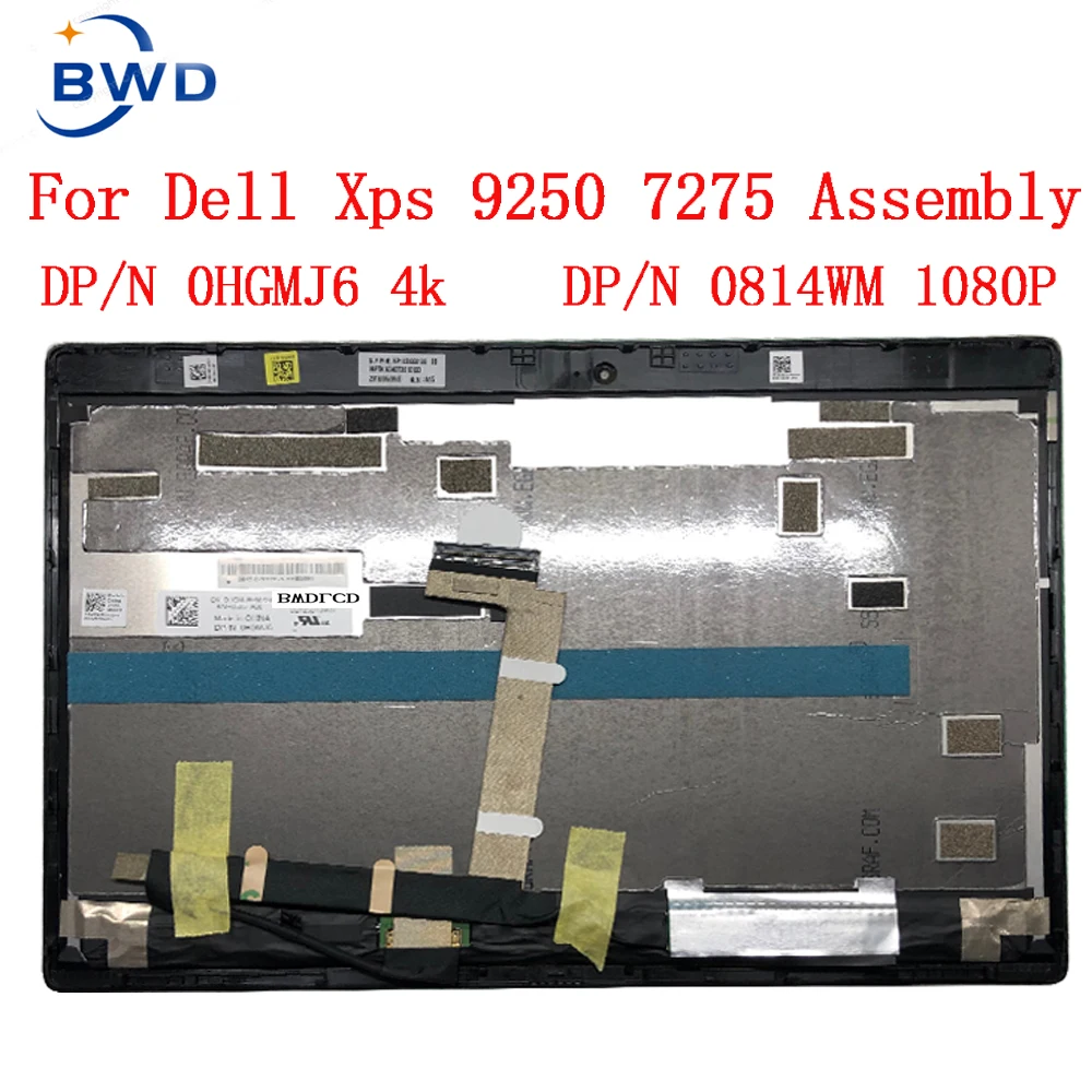 

12.5" LCD With Touch screen Assembly For Dell XPS 12 9250 7275 1920X1080 LQ125M1JW31 DP/N 0814WM OR 4k LQ125D1JW31 DP/N 0HGMJ6
