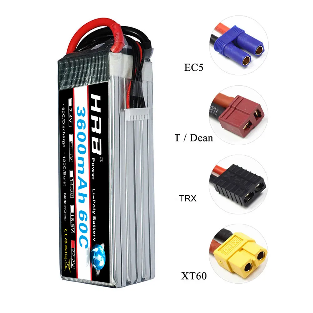 HRB 6S Lipo батарея 22,2 V 3600mAh 60C 120C для Align TREX 500 550 вертолет Квадрокоптер RC автомобиль с разъемами XT60-T Deans