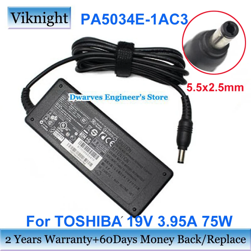 

Genuine PA5034E-1AC3 19V 3.95A 75w AC Power Adapter for toshiba PA-1750-09 ADI7629 Satellite P745 L300 L450 L350 L40 Charge