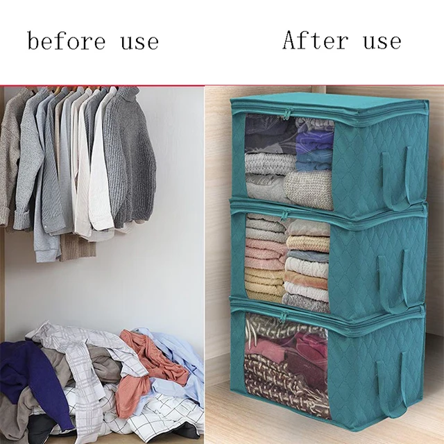 Quilt Tároló Táska Fedéllel, Összecsukható Porálló Doboz, Nagy Kapacitású Tárolózsák Ruhákhoz, Szekrény És Alsó Ágy - Image 6