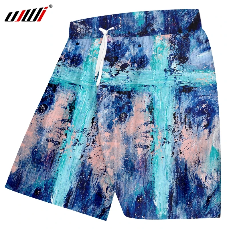 

Шорты UJWI мужские в повседневном стиле, брендовые забавные короткие спортивные штаны с 3D рисунком маслом, летняя одежда большого размера 6XL
