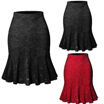 

Ladies Elegant Ruffles Casual Sexy Hip Wrap Skirts Female Fashion High Waist Skirt Women Office Lady A-Line Skirts