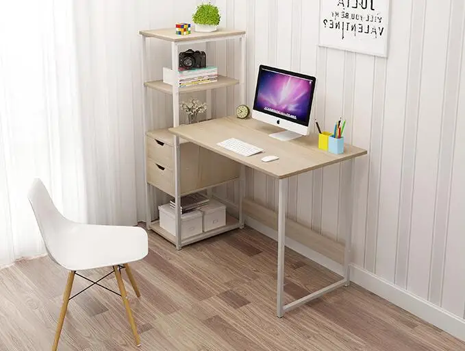 Студенческий стол с книжной полкой спальня компьютерный стол туалетный столик угловой стол - Цвет: Maple color