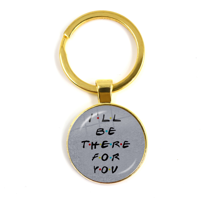 Friends TV Show Pendant Keychain Character Cartoon Fun Pattern 25mm Glass Cabochon Key Ring Keyholder Good Friend Gift