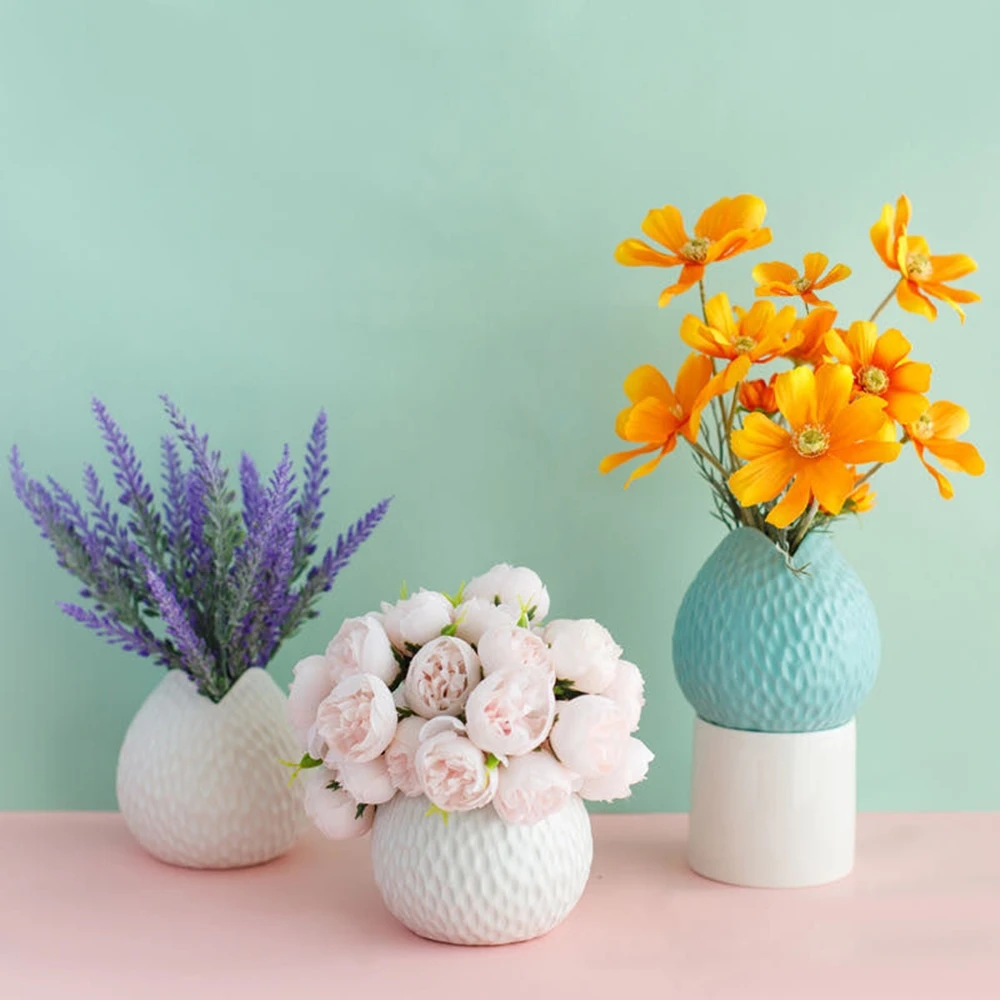

B-LIFE Artificial Hydrangea Flower in Burlap Pot Artificial Flower Bonsai Potted Silk Fake Flowers Plants Wedding Centerpiece