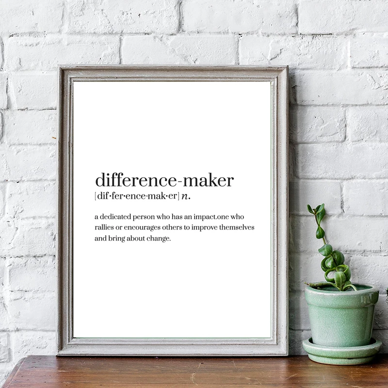 Difference-Maker Definition Prints Black White Canvas Poster Modern Minimalist Wall Art Picture Nordic Decoration Mentor Gift | Дом и сад