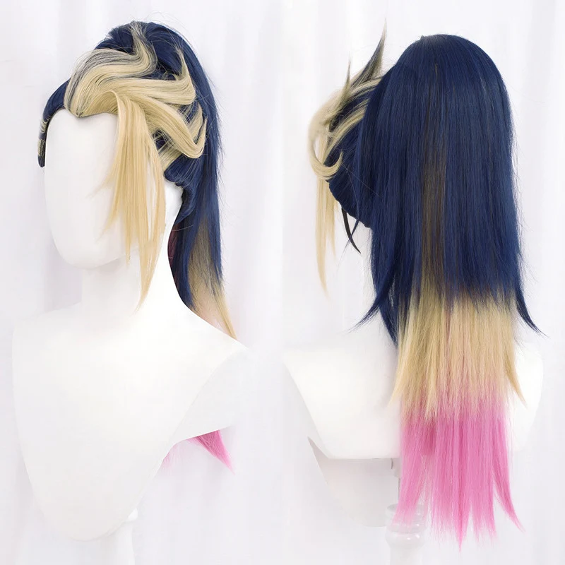 High Quality KDA Akali Mixed Color Ponytail Wig LOL Heat Resistant Synthetic Hair Halloween Party Wigs + Free Cap | Тематическая