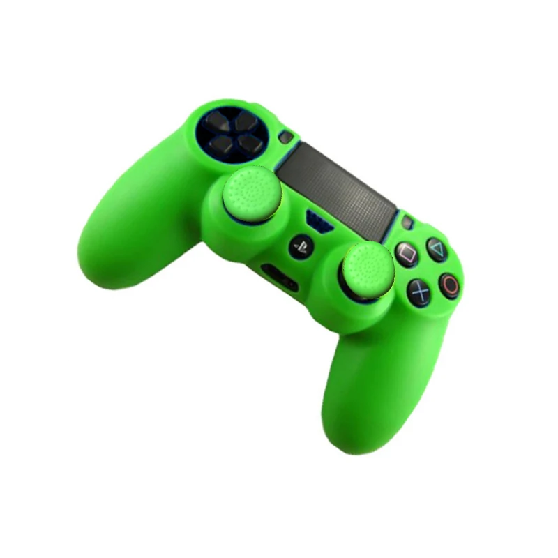 Green Унив. Игровой 2 в 1 мягкий силиконовый резиновый чехол для игровой станции Dualshock 4 PS4 DS4 Pro тонкий беспроводной контроллер кожа+ 2 ручки - Цвет: Green