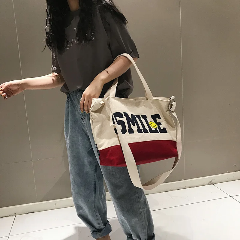 

New 2019 new canvas large leisure women's bag hip-hop single shoulder bag ins Korean version fashion slant handbag