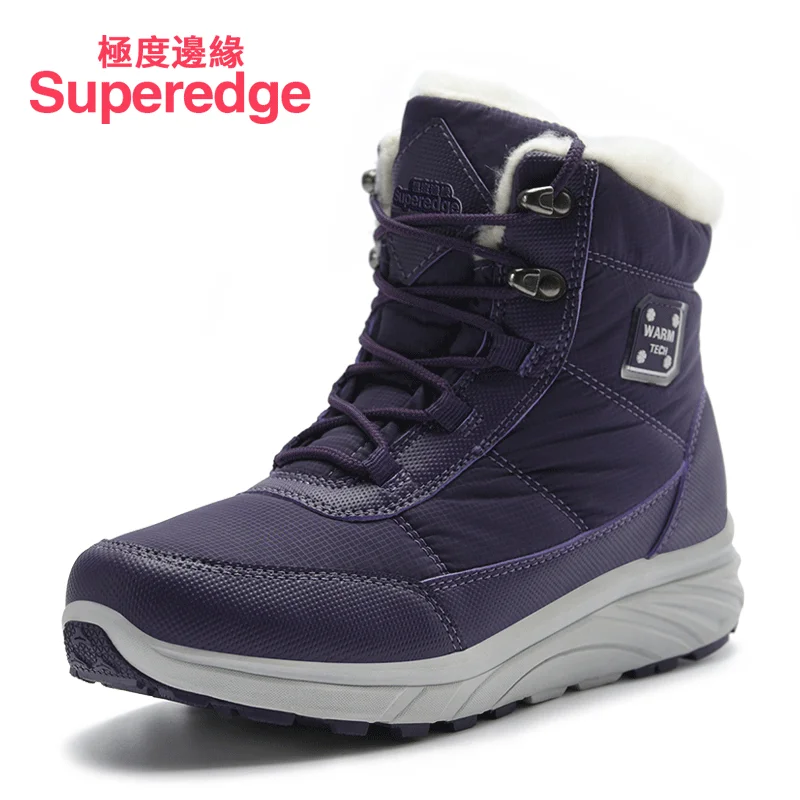 Superedge/зимние высокие утепленные шерстяные теплые кашемировые туфли; хлопковые сапоги для женщин и мужчин; водонепроницаемые зимние сапоги