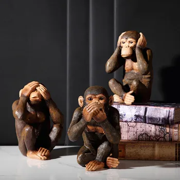 

Hotsale Living Room Porch Decoration Three Wise Monkey Statue Not See Not Listen Not Say Monkey Arts Sculpture Crafts