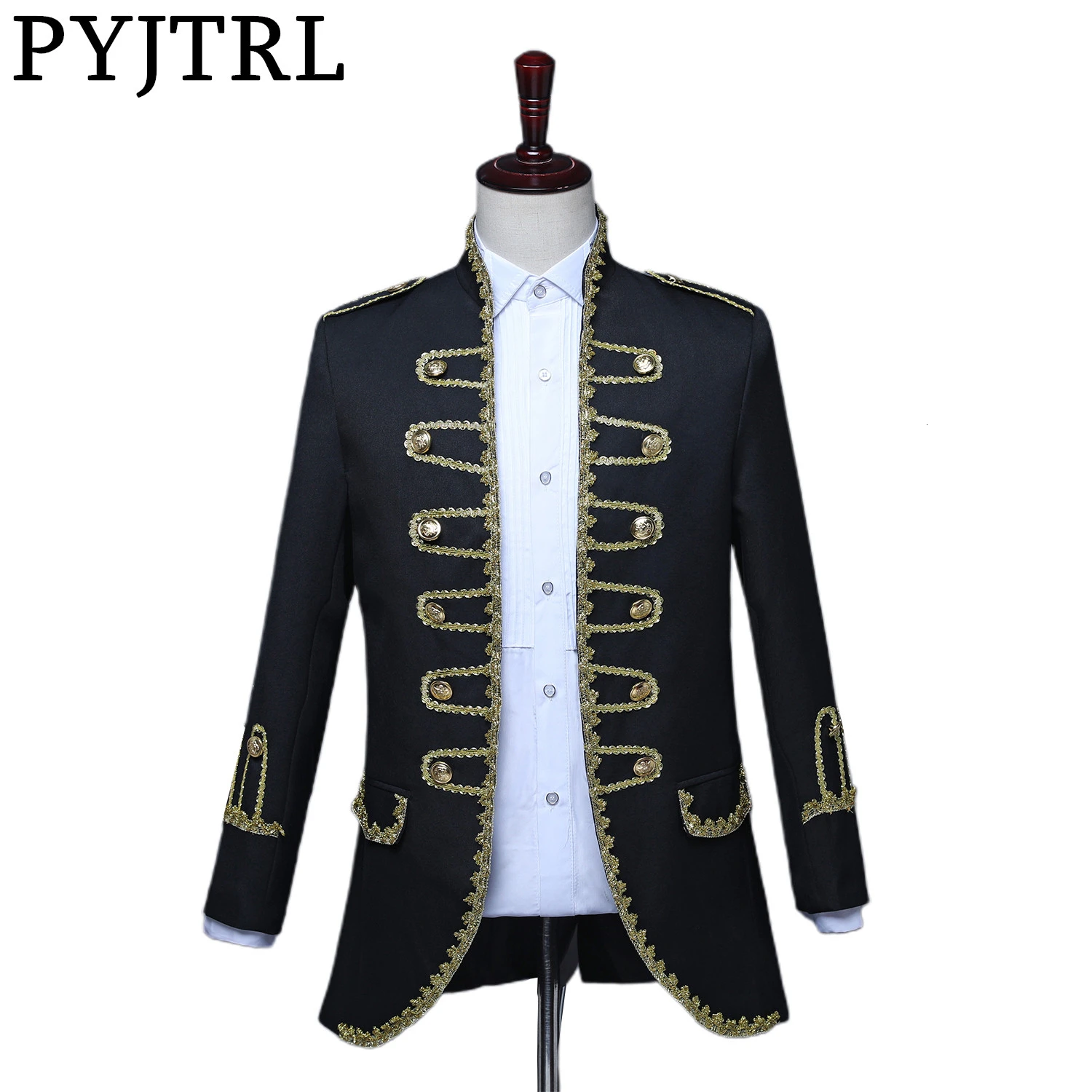 PYJTRL, мужской европейский стиль, костюм, черный, королевский, синий, красный, для выступления на сцене, певцы, вечерние, пиджак, блейзер для мужчин, одежда