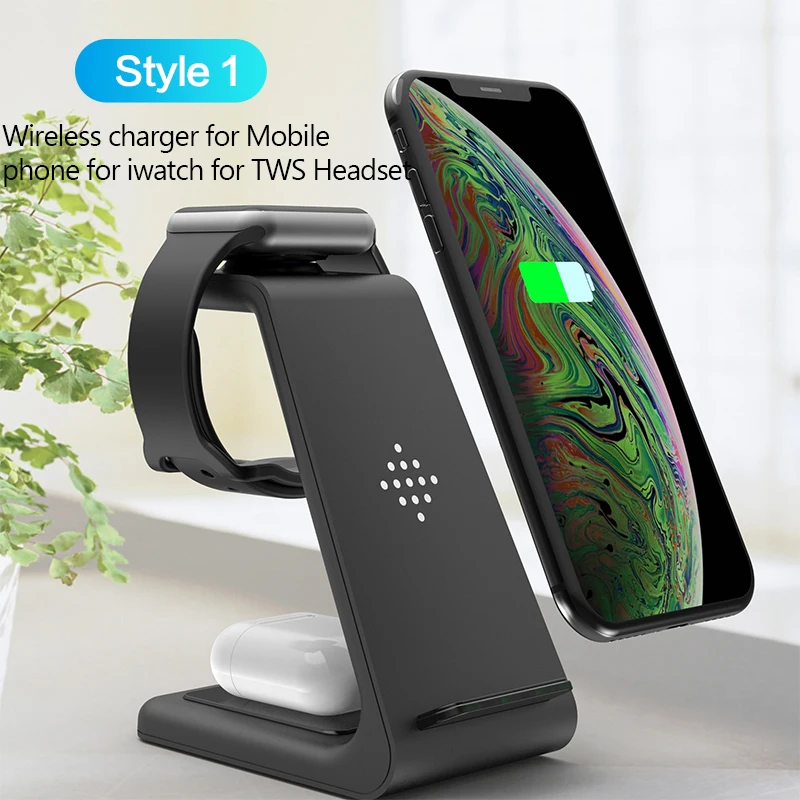  3 in 1 Portable Wireless Charger for iPhone 11 Pro Xs XR Samsung S10 S9 S8 for iwatch 5 4 3 2 1 Air