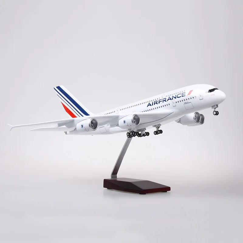  1/160 Scale 50.5CM Airplane Airbus A380 Air France Airline Model W LED Light & Wheel Diecast Plasti - 32998088240