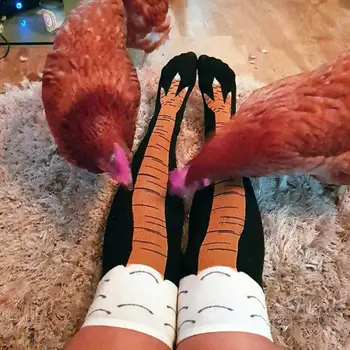 

1 Pair Creative Chicken Women Over The Knee Socks For Ladies Cotton Claw Socks Chicken Print Funny High Festival Casual Ani E6U6