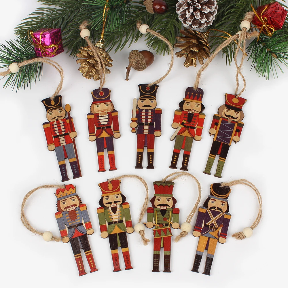 3pcs Wooden Nutcracker Soldier Christmas Tree Decoration Doll Pendant Ornaments 