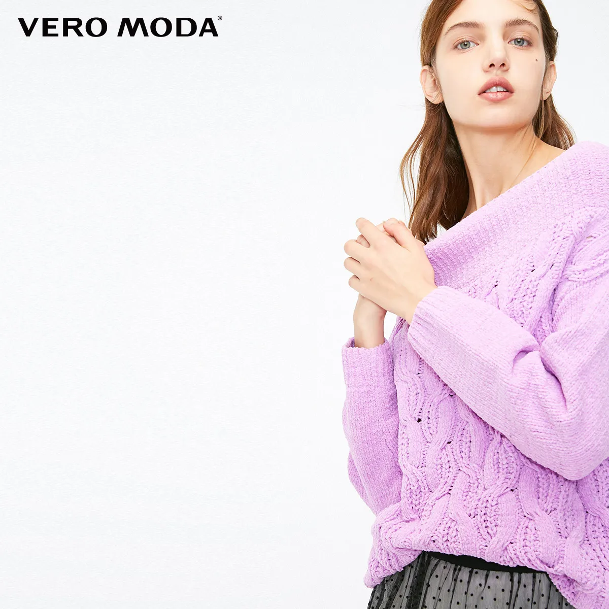 Vero Moda зимний чистый цвет вязаный теплый женский пуловер свитер | 318413591 - Цвет: Summer rose