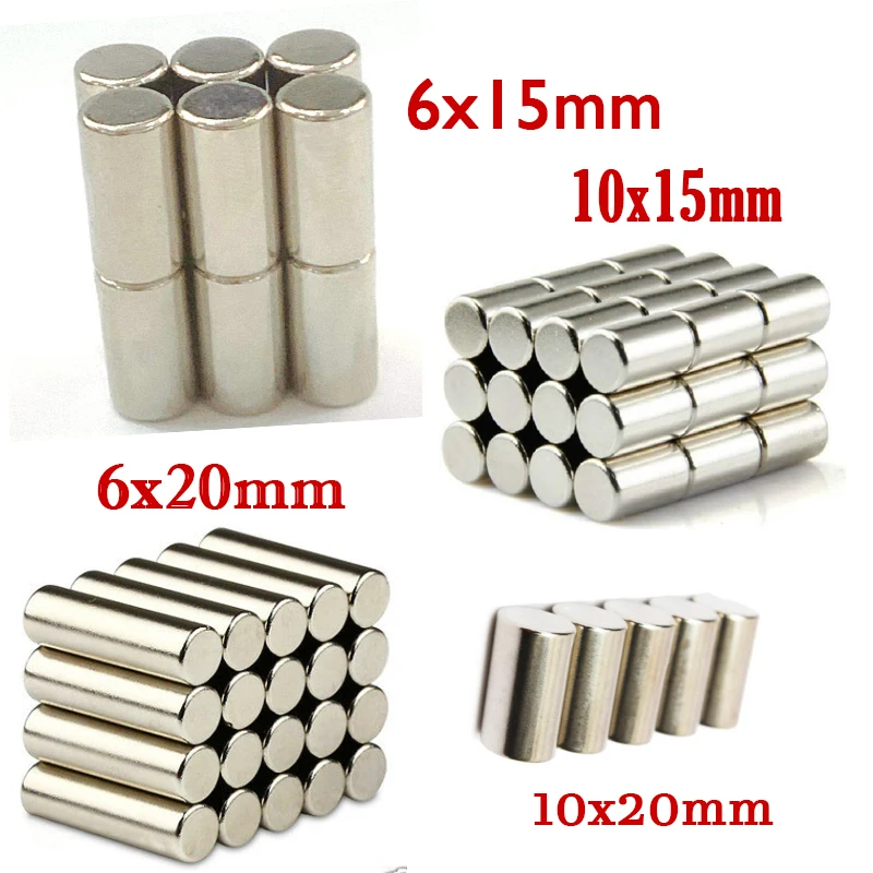 10/20pcs Super Strong Round Cylinder Magnets6x15 10x15 6x20 10x20mm Rare Earth Neodymium | Обустройство дома
