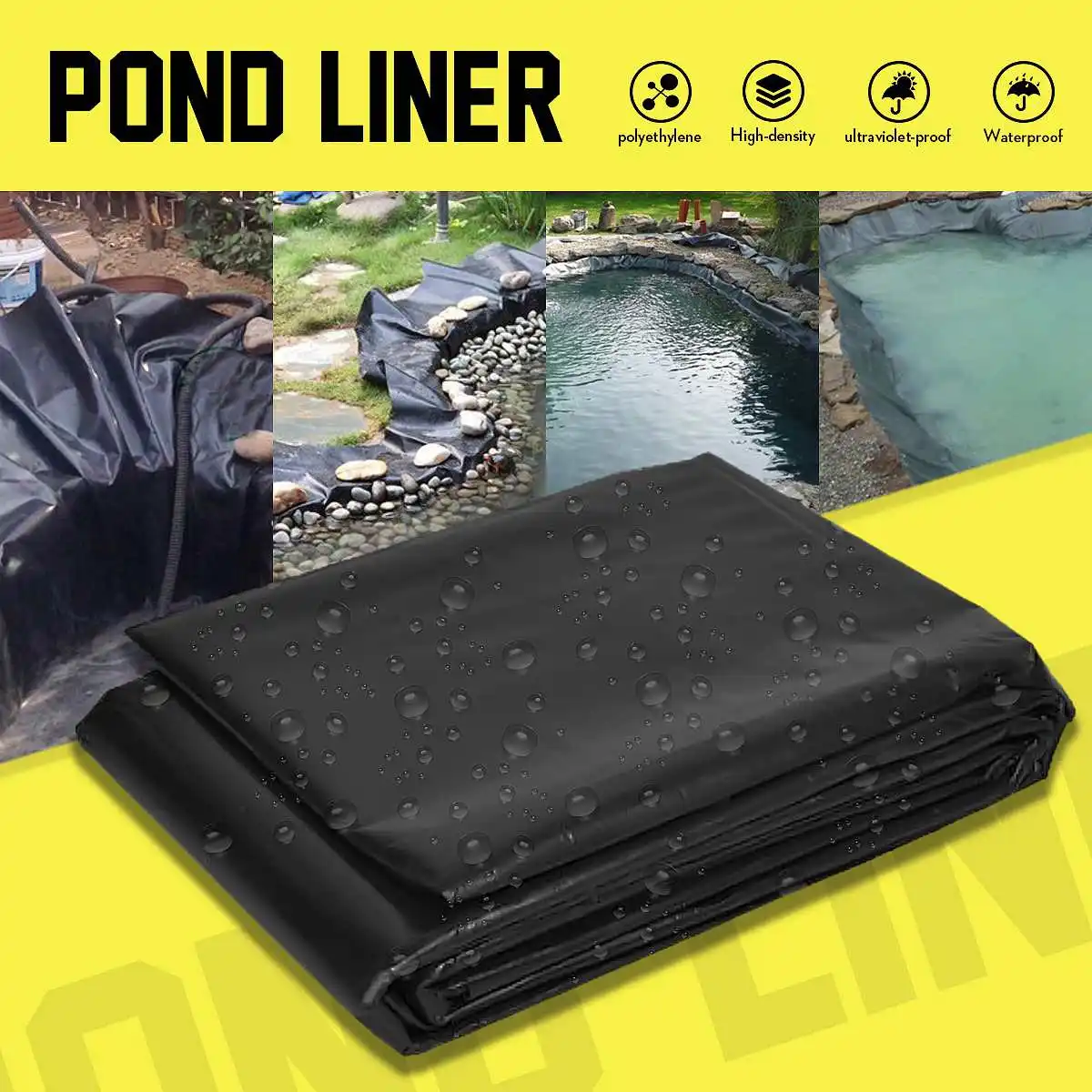 

10/9/7/6m Heavy Duty Fish Pond Liner Garden Pools Reinforced Thicken Leak prevention Waterproof HDPE Landscaping Pool Liner