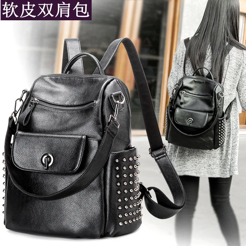 

Backpack Women's Korean-style 2020 New Style Soft Leather WOMEN'S Backpack Fashion Large Capacity Multi-functional Travel